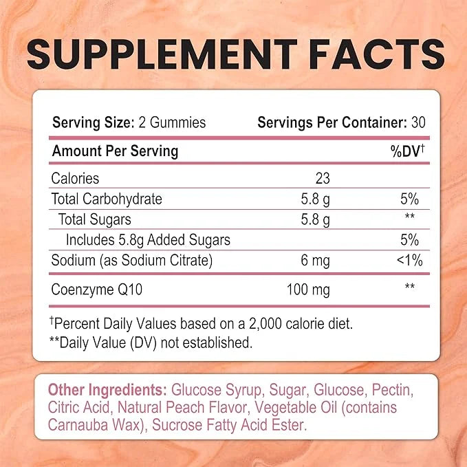 CoQ10 100mg Gummies, High Absorption Coenzyme Q10 Gummy, 60 Count 1 Month