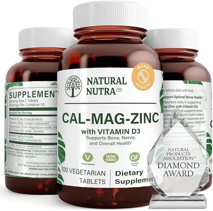 Natural Nutra Calcium Magnesium Zinc Supplement D3 for (100 Count)