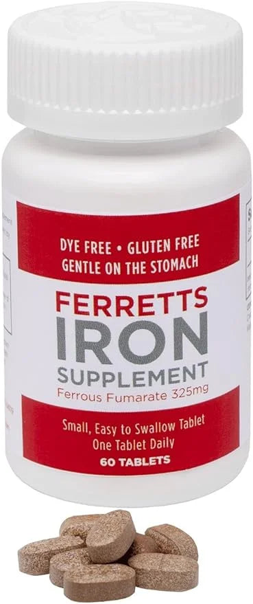 Iron Tablets 106mg (325mg Ferrous Fumarate) - 60 Day Supply of High Potency Iron Supplements for Women & Men - Gentle & No...