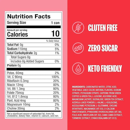 ZOA Zero Sugar Energy Drinks, Strawberry Watermelon - Sugar Free with Electrolytes, Healthy Vitamin C, Amino Acids, Essent...