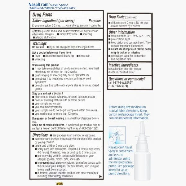 NasalCrom Nasal Spray Allergy Symptom Controller 200 Sprays .88 FL (3 Pack)