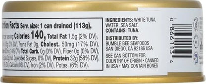 Bumble Bee Prime Solid White Albacore Tuna in Water, 5 oz Can - Premium Wild Caught Tuna - 31g Protein per Serving - Non-G...
