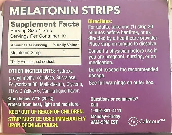 10 Oral Sleep Strips | Quick-Dissolving 3mg Melatonin Strips | Works Faster Than Gummies | Relaxation Sleep Supplements fo...