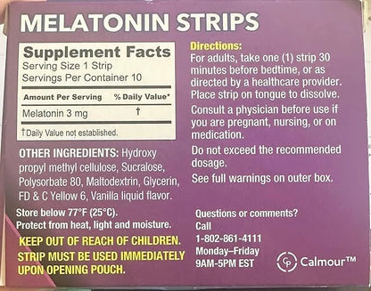 10 Oral Sleep Strips | Quick-Dissolving 3mg Melatonin Strips | Works Faster Than Gummies | Relaxation Sleep Supplements fo...