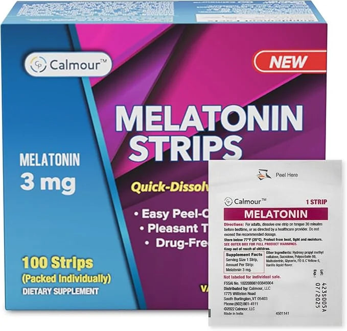 100 Oral Sleep Strips | Quick-Dissolving 3mg Melatonin Strips | Works Faster Than Gummies | Relaxation Sleep Supplements f...