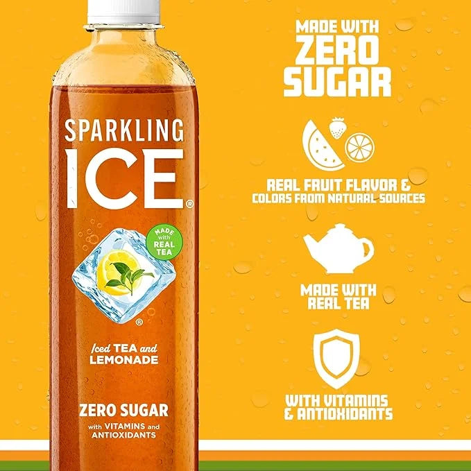 Sparkling Ice Tea + Lemonade Sparkling Water, Zero Sugar Flavored Water, with Vitamins and Antioxidants, Low Calorie Bever...