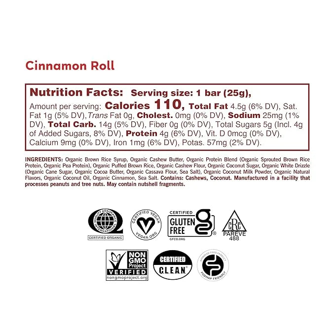 GoMacro Kids MacroBar Organic Vegan Snack Bars - Cinnamon Roll (0.90 Ounce Bars, 7 Count) - Product Image