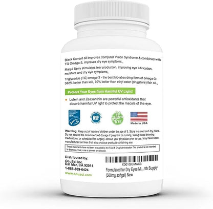 Formulated for Dry Eyes Mini-softgels of Omega-3, Black B12 and D3 (2 (2 Month (180 mini