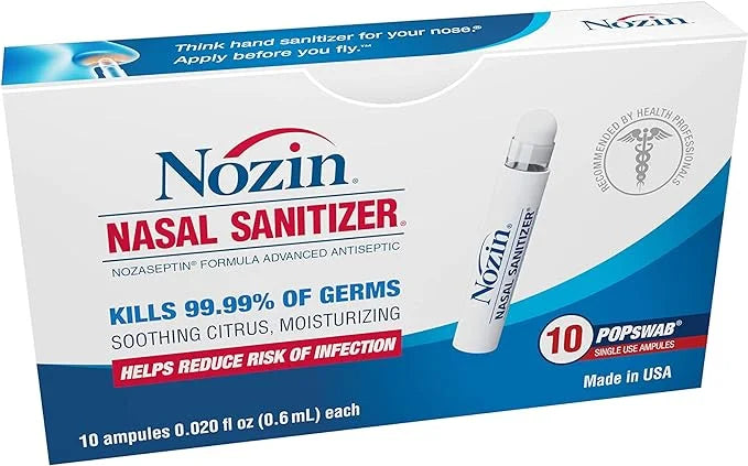 Nozin® Nasal Sanitizer® Antiseptic Popswab® Ampules 10ct Pack 99.99% of 62%
