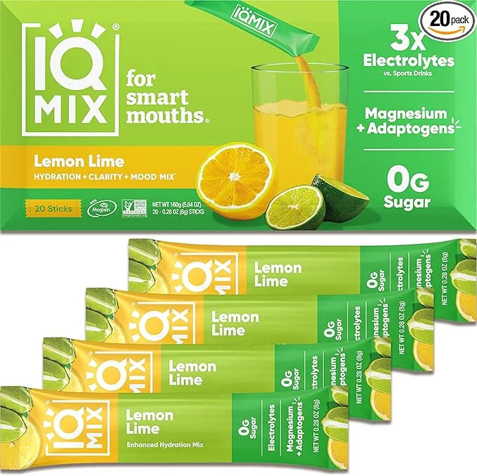 IQMIX Sugar Free Electrolytes Powder Packets - Hydration Supplement Drink Mix with Keto Electrolytes, Lions Mane, Magnesiu...