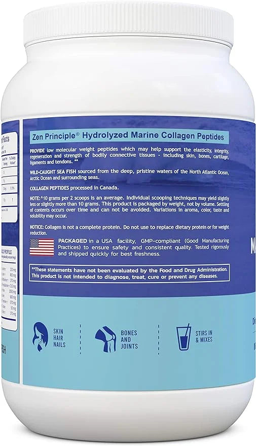 Zen Principle Marine Collagen Peptides Powder 3 lb. 1 & 3 Protein.