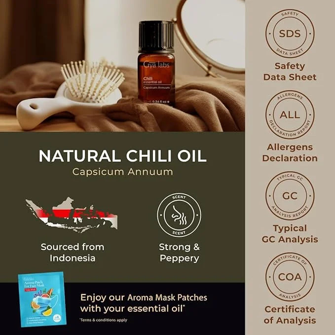 Gya Labs Chili Essential Oil for Hair Healthy - 0.34 Fl Oz - 100% Pure Natural Chili Oil for Skin, Diffusers, Candle Makin...