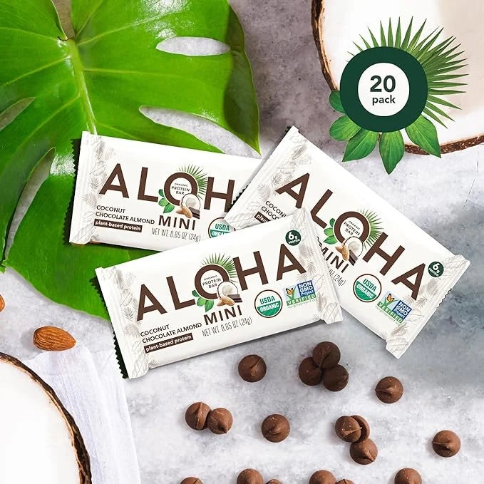ALOHA Organic Plant Based Protein Bar MINIS |Coconut Chocolate Almond | 20 Count, 24g Bars | Vegan, Low Sugar, Gluten Free...