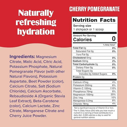 Ultima Replenisher Daily Electrolyte Powder Drink Mix – Cherry Pomegranate, 20 Stickpacks – Hydration Packets with 6 Elect...