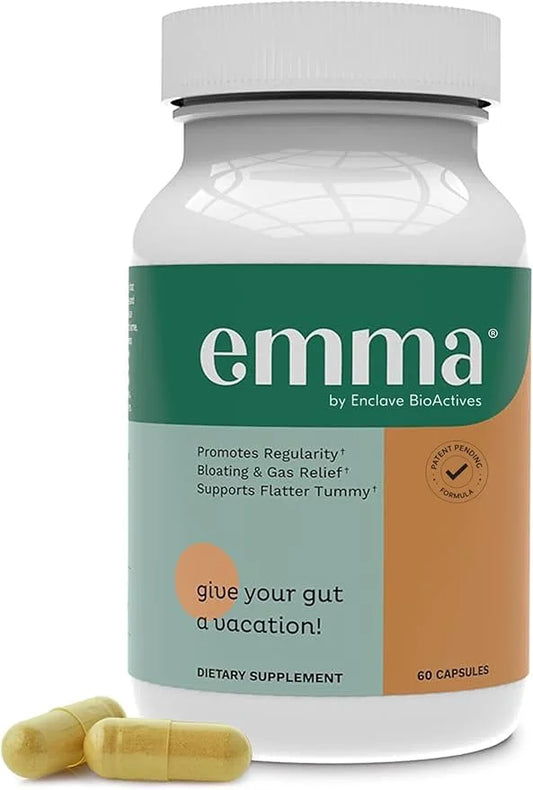 Emma Gut Health Doctors Endorsed Supplement - 60 Capsules - Relief from Gas and Bloating, Repairs Leaky Gut with Magnesium...