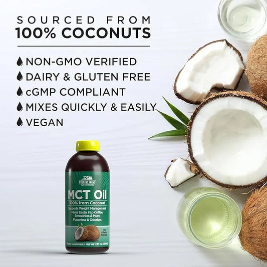 COUNTRY FARMS MCT Oil, Brain and Body Fuel from Coconuts*, Promotes Natural Energy, Keto and Paleo Friendly, Flavorless an...