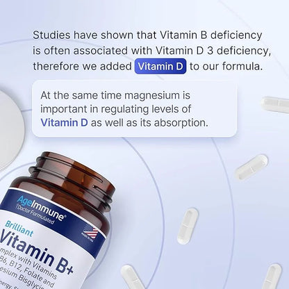 Vitamin B Complex 60 Capsules B6 20mg 20mg D3 D3 1000IU 1000IU Magnesium 260mg Methyl B12 1000mcg 1000mcg and 600mcg DFE.