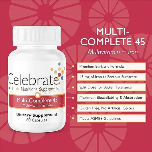 Celebrate Vitamins Multi-Complete, 45mg Iron – (60 Capsules)