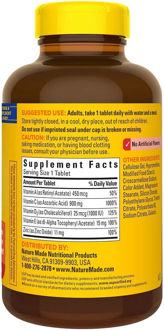 Nature Made Super C with Vitamin D3 and 200 Tablets (900 mg), (450 mcg), D3 (25 (25 mcg/1000 mcg/1000 IU), (15 mg) (11 mg)...