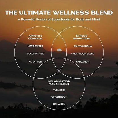 Earth Echo Golden Bliss, Organic Turmeric Superfood Elixir Blend with Ashwagandha Root, MCT Oil and 4 Mushroom Blend for R...