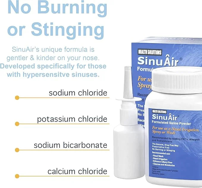 SinuAir 3-Piece Nasal Irrigation Bundle 2-Pack Powdered (200g) and