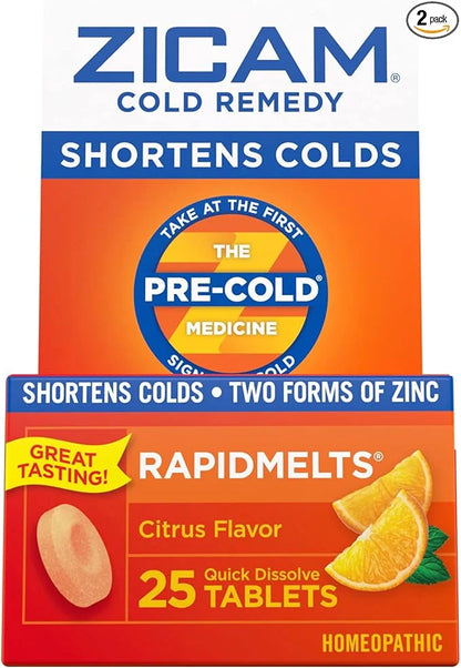 Zicam Cold Remedy Zinc Rapidmelts, Citrus 25 Count 2)