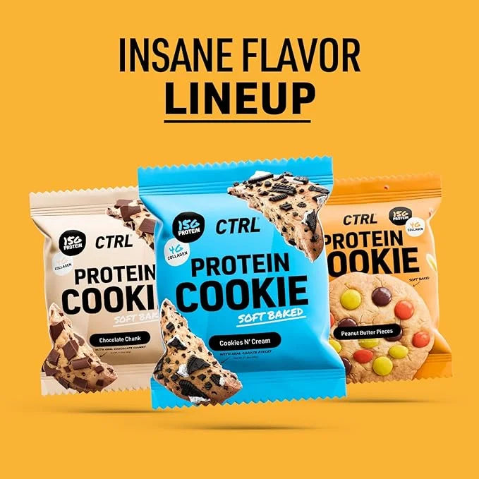 CTRL Peanut Butter Piece Protein Cookies - Soft Baked Cookies with Rich and Creamy Peanut Butter Pieces - Nutrition Packed...