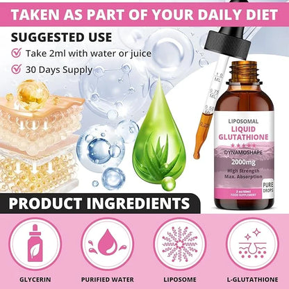 Liposomal Glutathione 2000mg with Vitamin C, Oral Glutathione Liquid, Antioxidant Supplement for Detox, Superior Absorptio...
