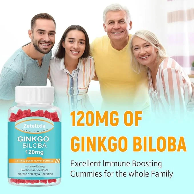 Ginkgo Biloba Gummies 120mg for Women 60 Count