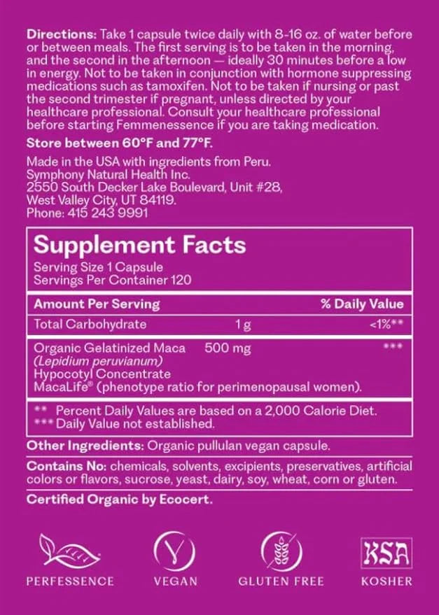 Femmenessence MacaLife – Clinically Proven for Perimenopause, Women’s Natural Hormone Balance Supplements, Relief of Hot F...