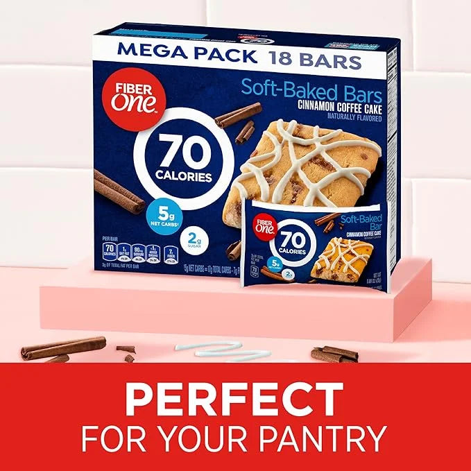 Fiber One 70 Calorie Soft-Baked Bars, Cinnamon Coffee Cake, 18 ct - Product Image