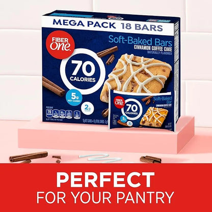 Fiber One 70 Calorie Soft-Baked Bars, Cinnamon Coffee Cake, 18 ct - Product Image