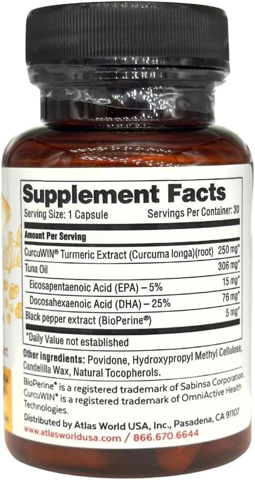 Vitality Rescue, Fish Oil DHA EPA Omega 3 and Turmeric Supplement w/Bioperine, CurcuWin 46X Superior Absorption Curcumin t...
