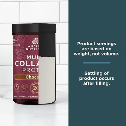 Ancient Nutrition Hydrolyzed Collagen Peptides Powder with Probiotics, Chocolate Multi Collagen Protein for Women and Men ...