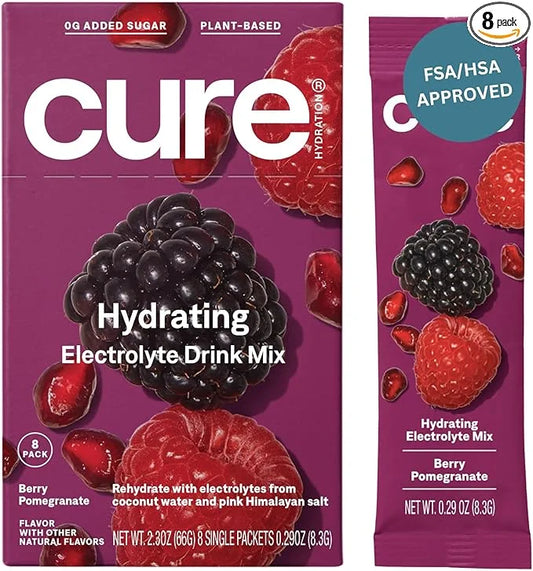 Cure Hydrating Plant Based Electrolyte Mix | Powder for Dehydration Relief | Made with Coconut Water | Non-GMO | No Added ...