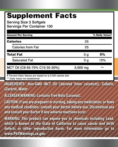 Amazing Formulas MCT Oil Supplement | 1000 Mg Per Serving | 300 Softgels | Non-GMO | Gluten-Free | Made in USA - Product I...