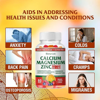Calcium Magnesium Zinc Gummies with Vitamin D3 & K2 -