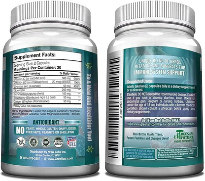 7 in 1 Immune Support Supplement D3, Zinc 50mg, Quercetin, 60 Capsules (12 Bottles)