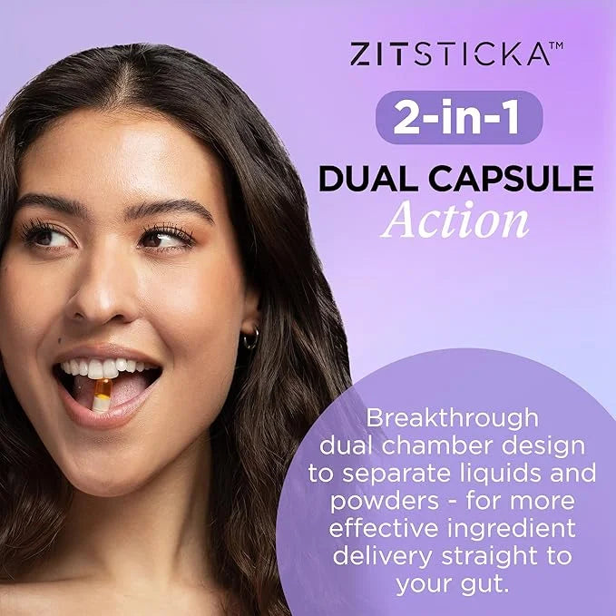 ZitSticka Vitamin Acne Supplement for Cystic Acne w/ 30 Natural Caps for Women and Men, Supplements for Hormonal Support, ...