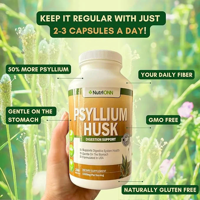PSYLLIUM HUSK CAPSULES 1450mg Per 240 Capsules 100% Natural
