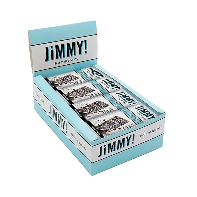 JiMMY'S! Functional Protein Bar - Cookies and Cream -12 Count - 18g Protein with Caffeine, Omega 3 and MCT Oils - Low Suga...