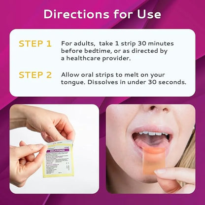 100 Oral Sleep Strips | Quick-Dissolving 3mg Melatonin Strips | Works Faster Than Gummies | Relaxation Sleep Supplements f...