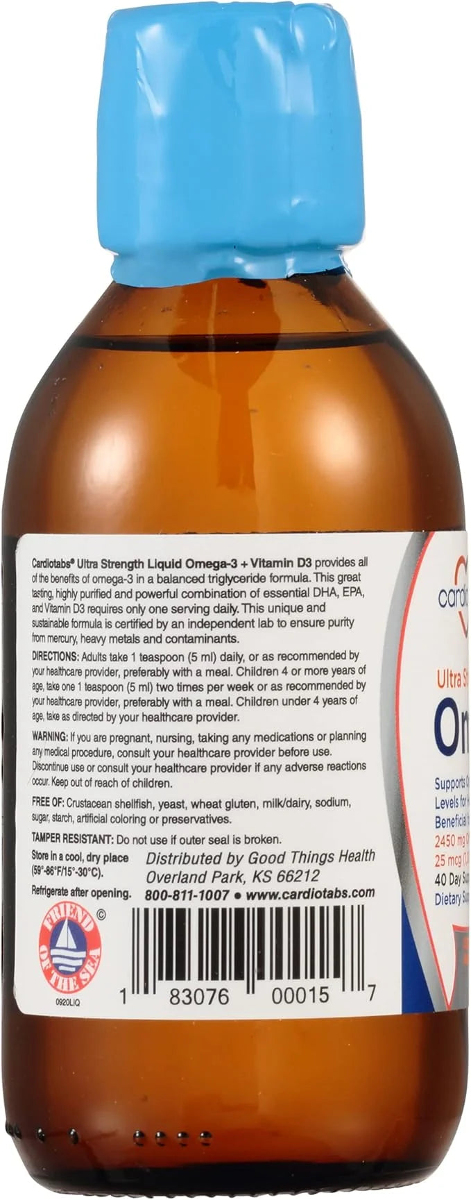 Ultra Strength Liquid Omega-3 + Vitamin D3, Fish 4,500mg Omega-3 Omega-3 Marine 2,130mg DHA 1,000 IU D3-6.8 fl