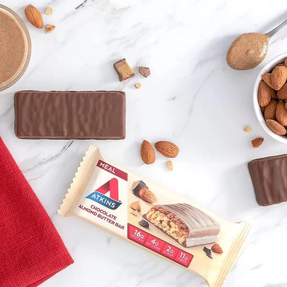 Atkins Chocolate Almond Butter Protein Meal Bar, Keto Friendly, 5 Count - Product Image