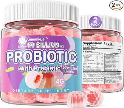 2Pack Probiotic + Prebiotics Gummies Sugar 60 Billion 11 Strains