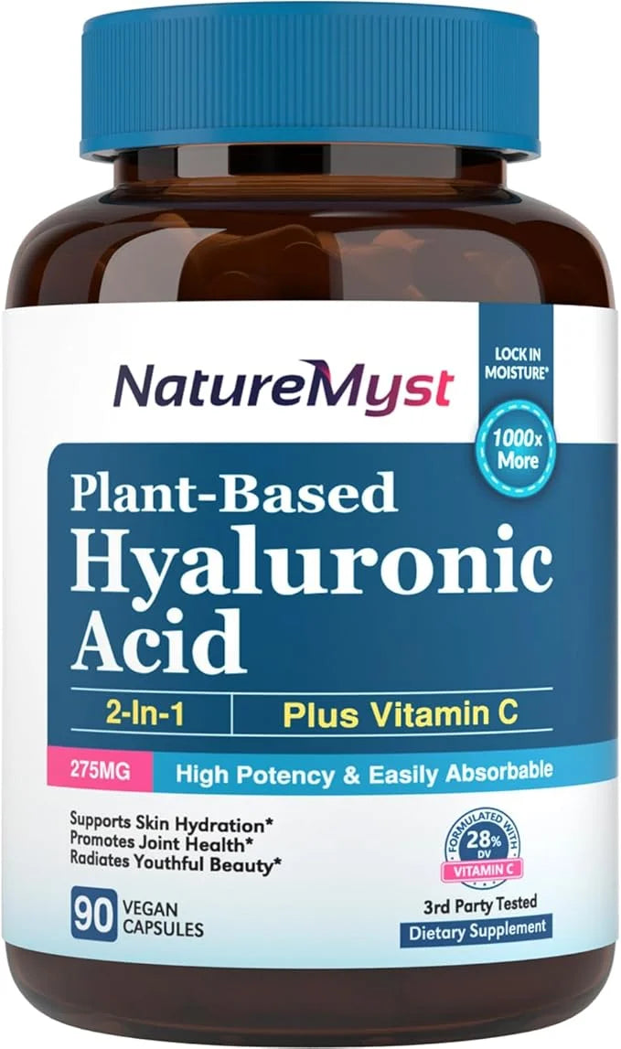 Hyaluronic Acid Supplement, with Vitamin C, 250mg Plant-Based HA, 90 Vegan Caps, for Joints, Skin & Eyes, Collagen Product...