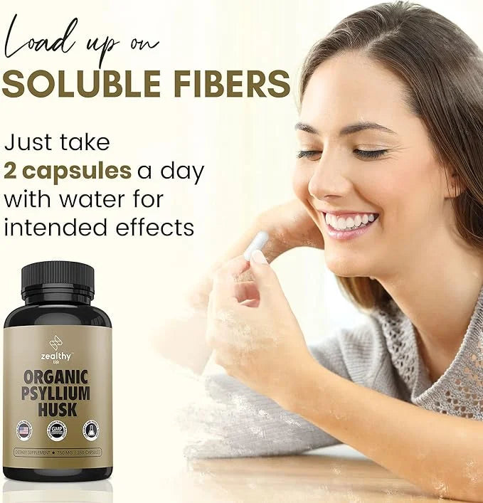 Psyllium Husk Capsules, All-Natural Fiber Supplement,