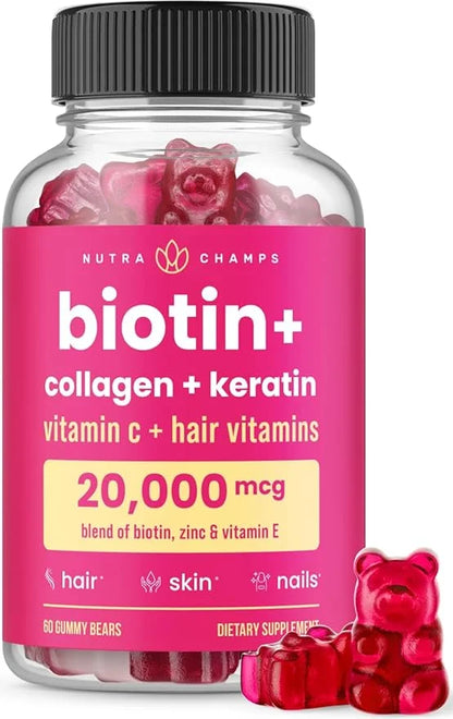 NutraChamps Hair Skin & Nails Gummies 5000mcg Biotin