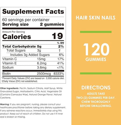 Nature's Key Biotin Gummies with Vitamin 120 Count