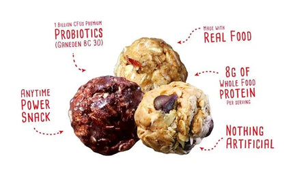 Whole Food Protein Balls with Probiotics - Peanut Butter Honey Almond Snacks - 8g Protein Snack - Gluten Free Energy Balls...
